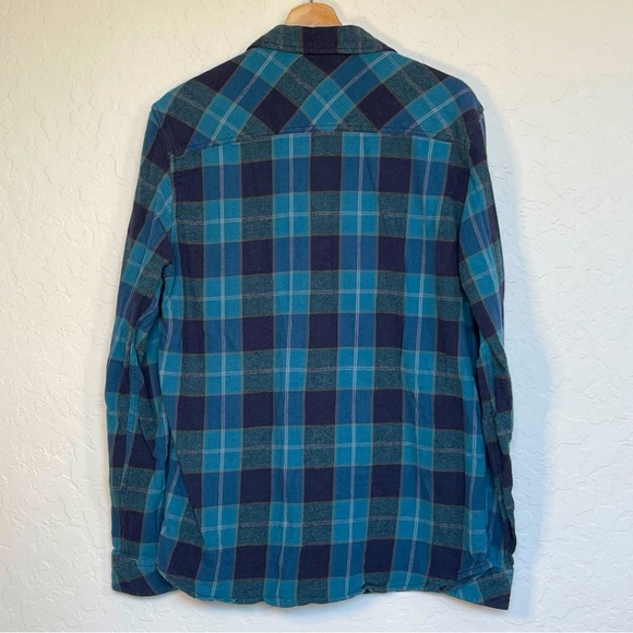 O'Neill Men's Medium Navy Blue Shirt Redmond Plaid Stretch Flannel Long Sleeve - Picture 2 of 12